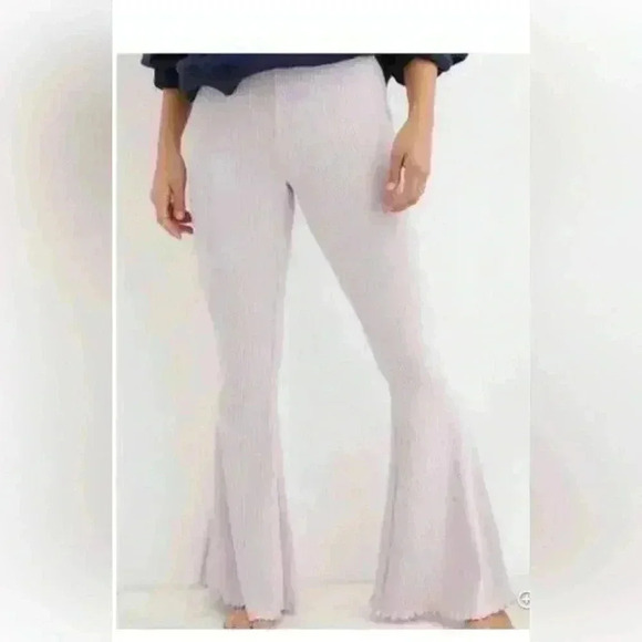 Aerie Light Purple Ribbed Flare Leg Pants, Large - Picture 1 of 5